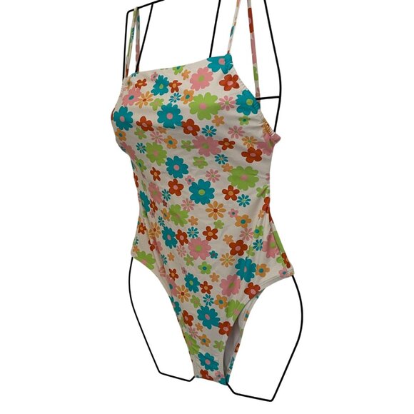 Junior's Ninety-Nine Daisy Floral Shirred One-Piece Swimsuit Size Small - Picture 5 of 9
